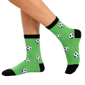 Foot Traffic Soccer Goal Socks Women Size 4-10 Green Blue Novelty Sports Crew